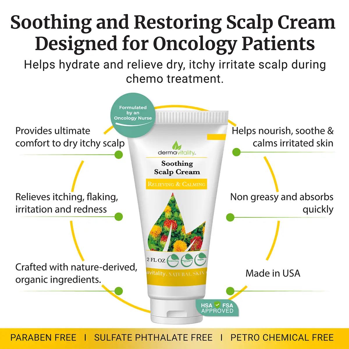 Dermatologist Soothing Scalp Cream packaging with text highlighting benefits on a white background