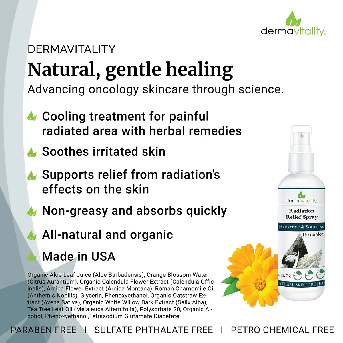 Unscented Radiation Burn Relief Spray for Radiation Patients