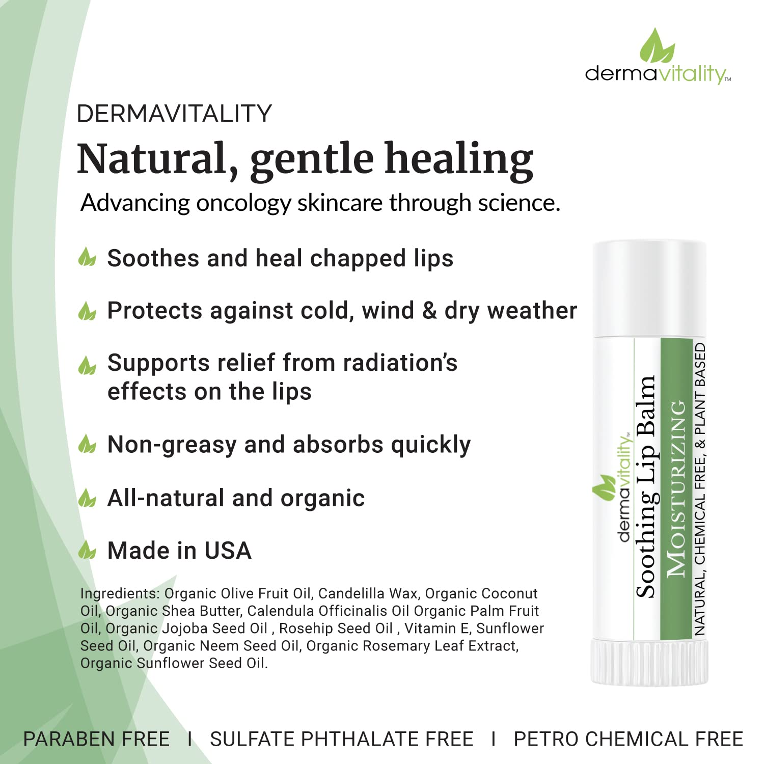 Dermavitality Organic Soothing Lip Balm for Oncology Patients