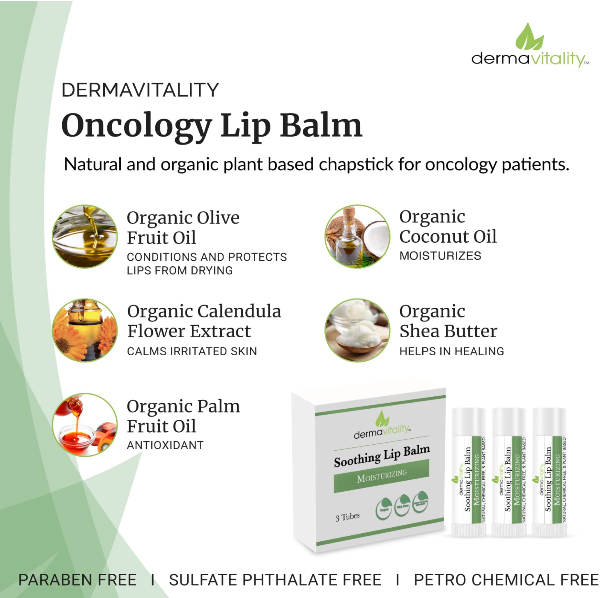 Dermavitality Organic Soothing Lip Balm for Oncology Patients