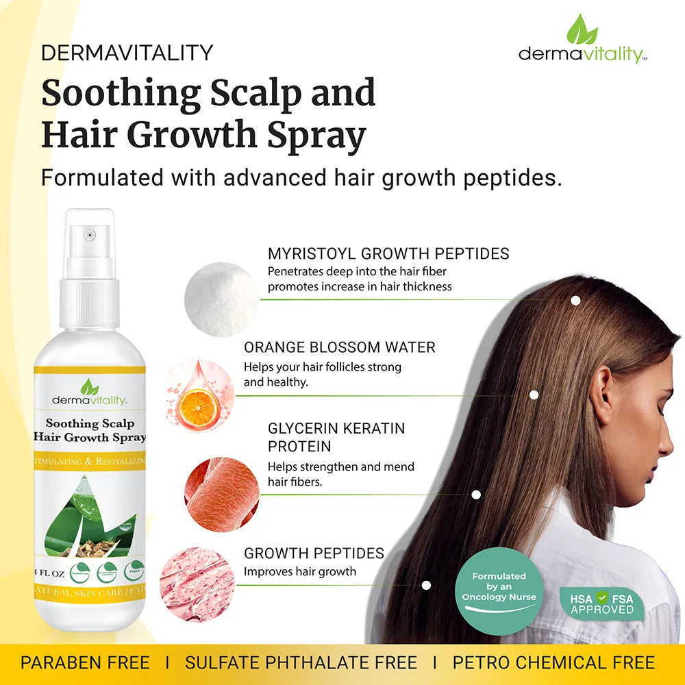 Spray para el crecimiento del cabello - Fórmula calmante para el cuero cabelludo