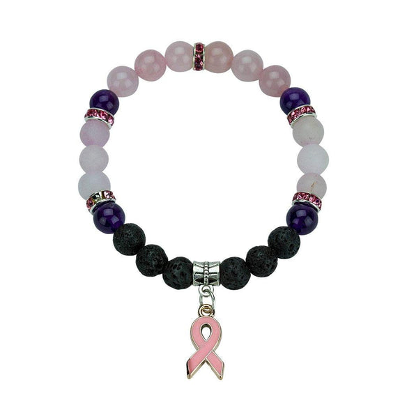 Rose Quartz Bracelet with Aromatherapy Lava Beads - Dermavitality