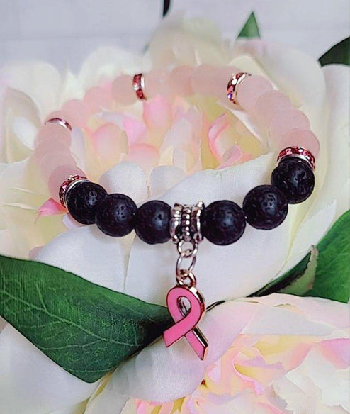 Rose Quartz Bracelet with Aromatherapy Lava Beads - Dermavitality